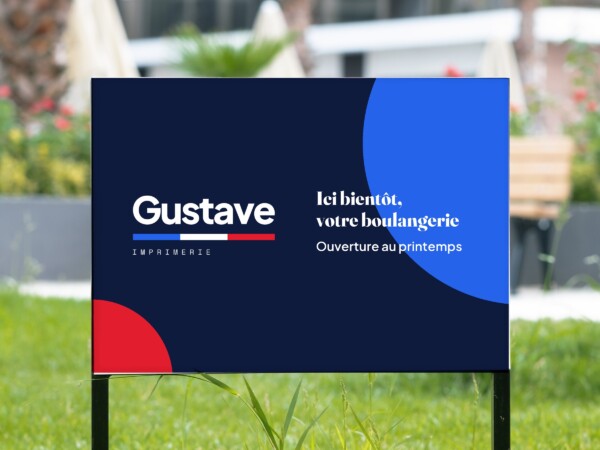 Panneau de chantier imprimé par Gustave